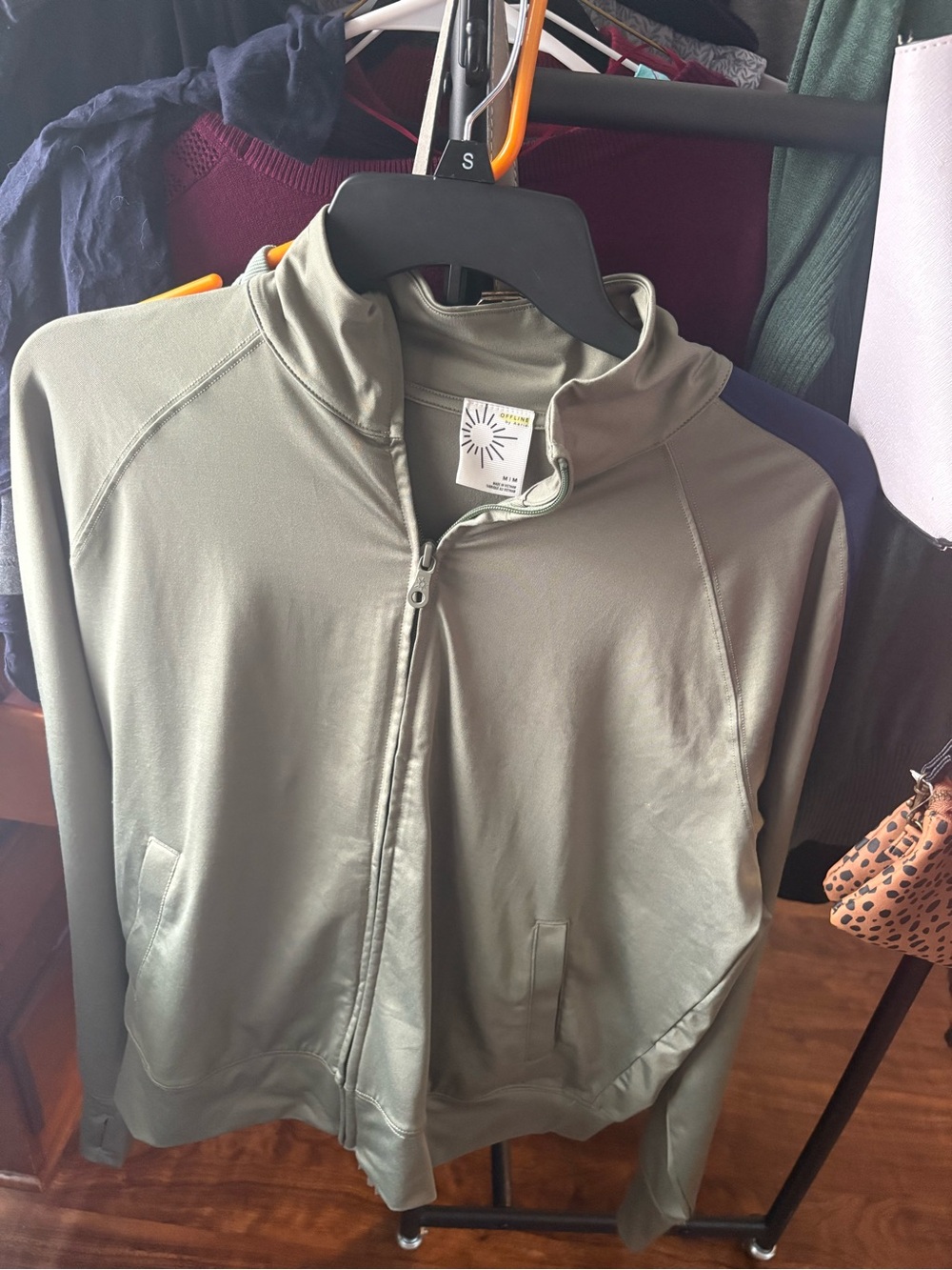aerie Olive Green Lightweight Full-Zip Shirt Jacket